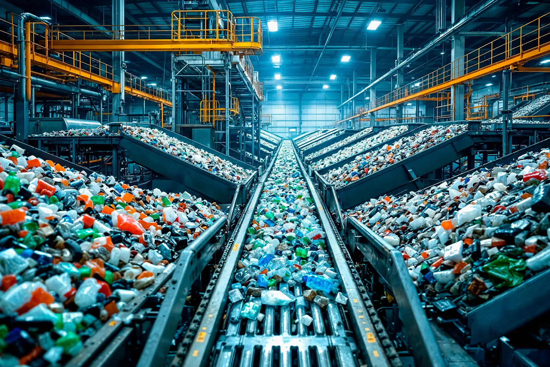 Línea de transporte de materiales para reciclaje